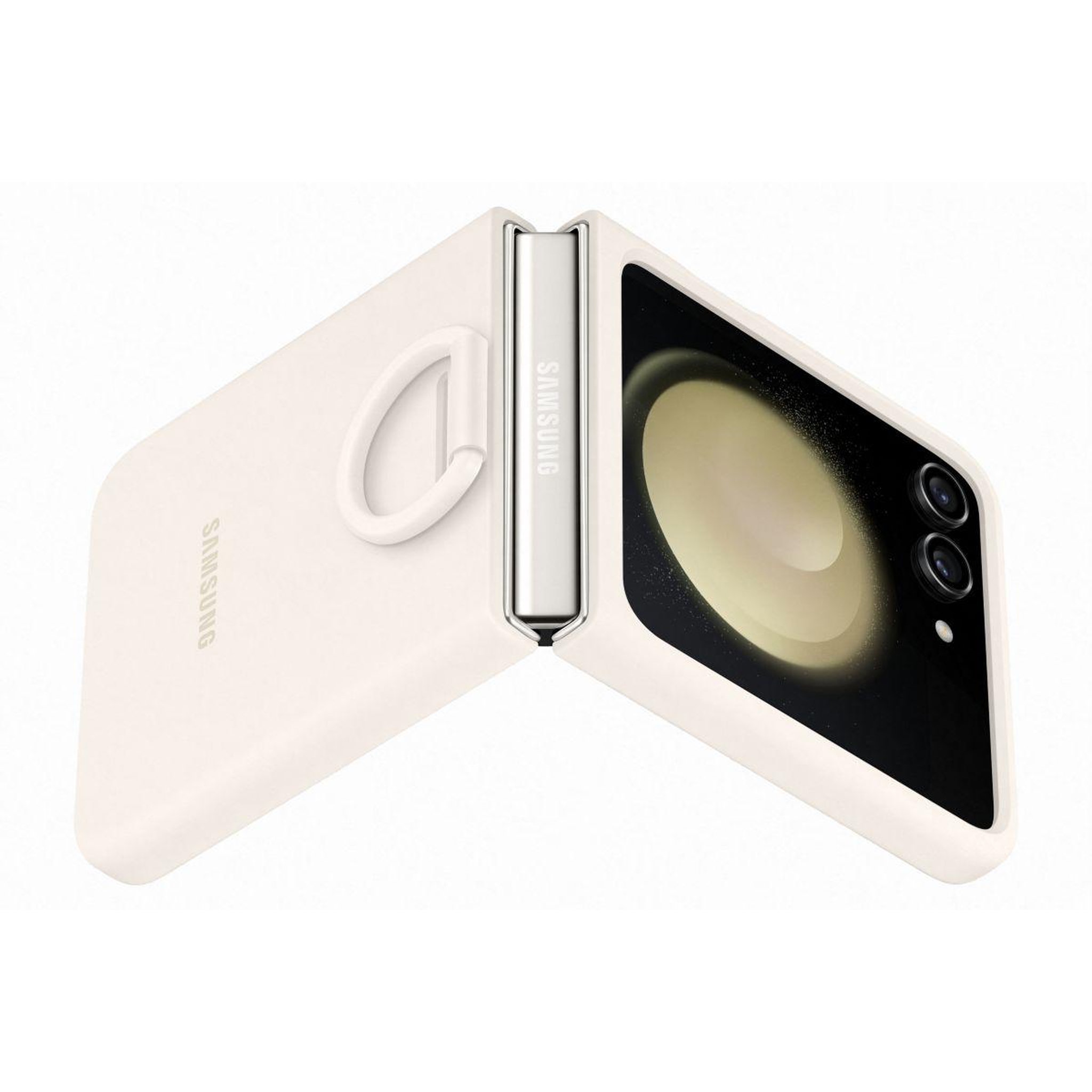 Voir la diapositive 3 : Samsung Coque z flip 5 avec anneau sillicone crème