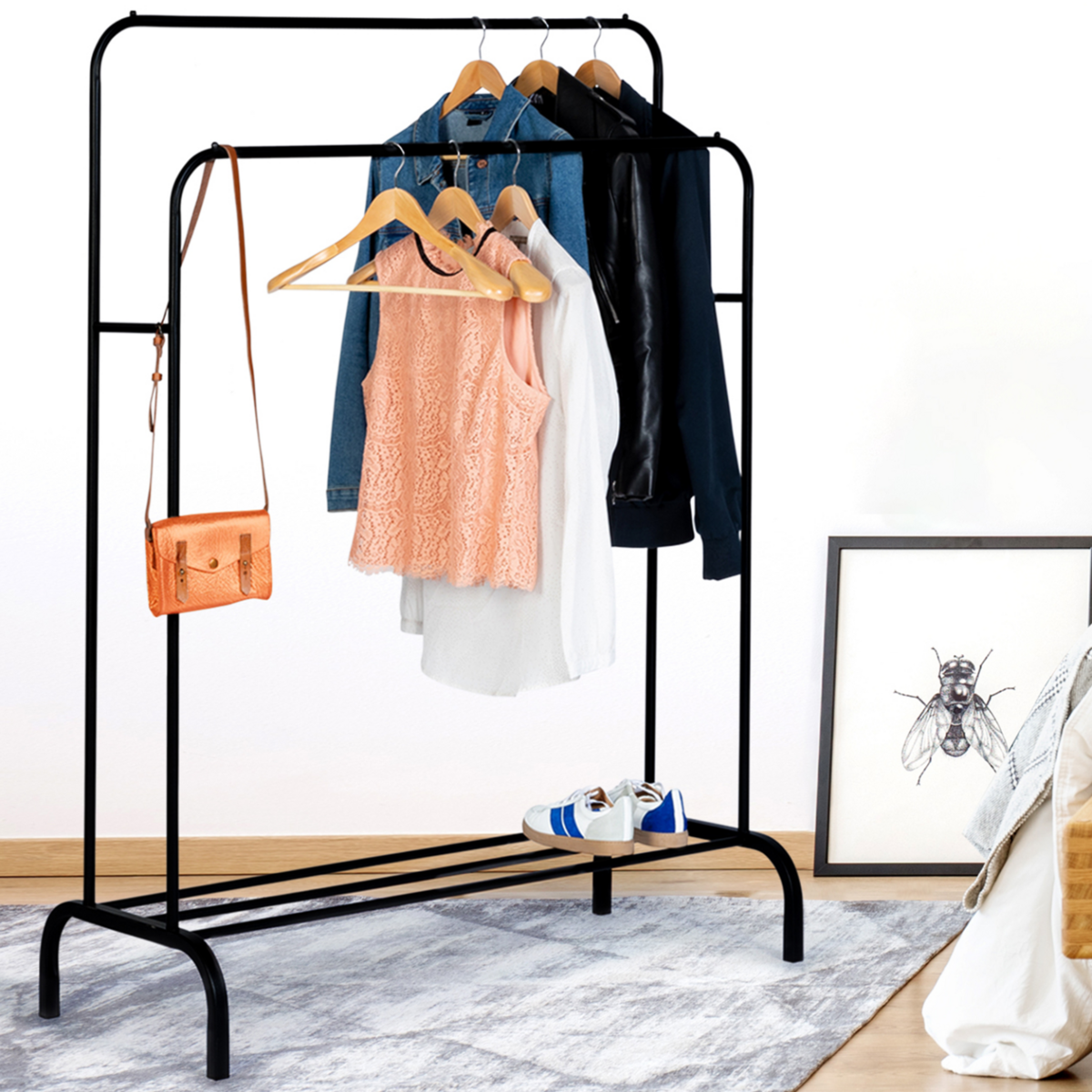 ID MARKET Portant vêtements double PETER penderie XXL