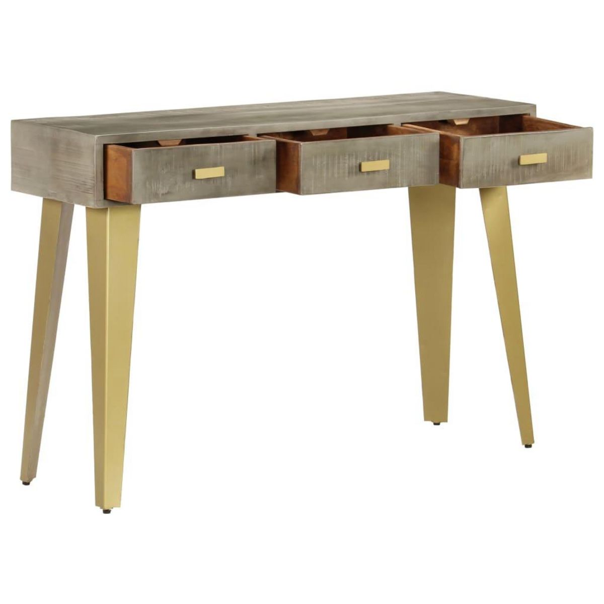 VIDAXL Table console Bois de manguier Gris avec laiton 110x35x76 cm