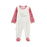Petit Béguin Pyjama bébé en velours Happy Days. Coloris disponibles : Rose