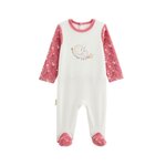 Petit Béguin Pyjama bébé en velours Happy Days. Coloris disponibles : Rose