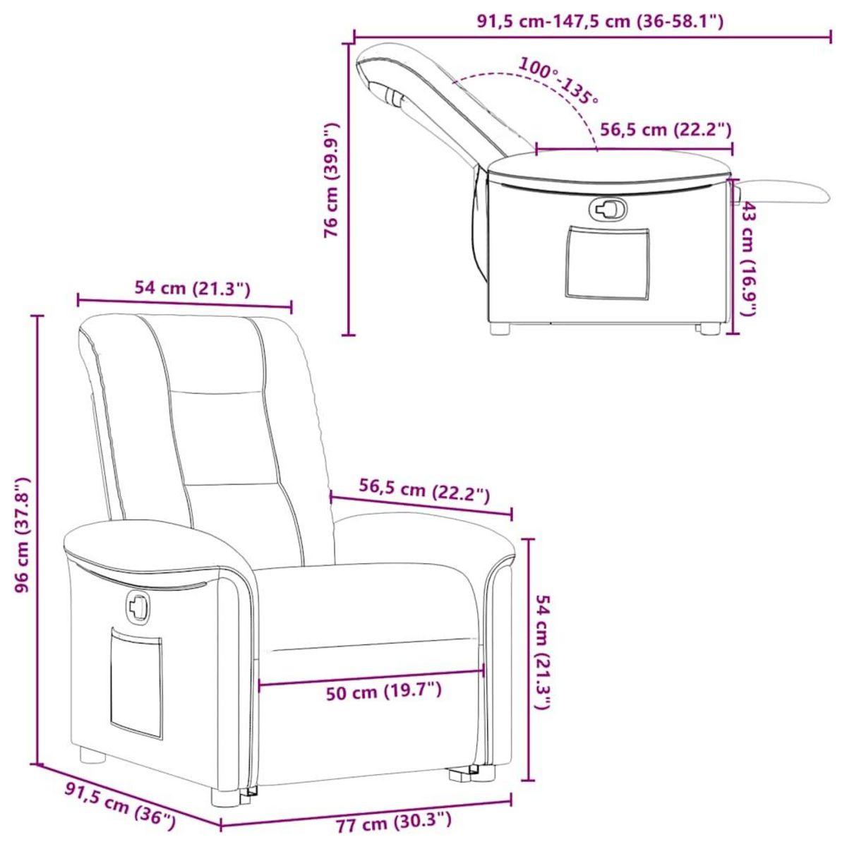 VIDAXL Fauteuil inclinable taupe tissu