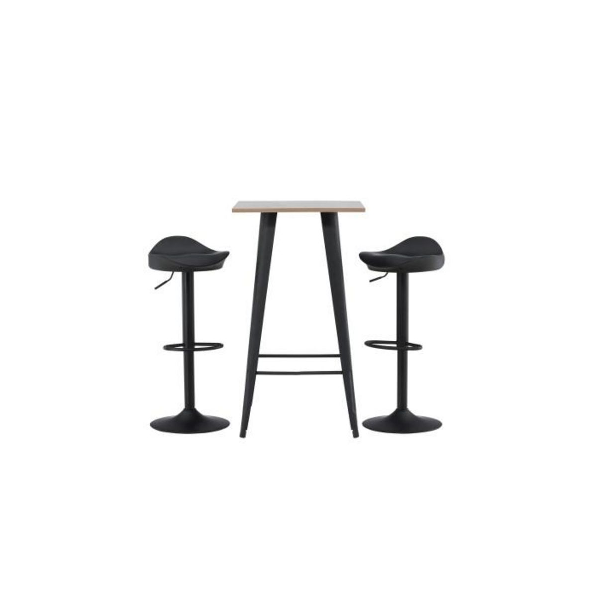 Paris Prix Ensemble Table de Bar & 2 Tabourets  Tempe & Adesto  105cm Noyer & Noir