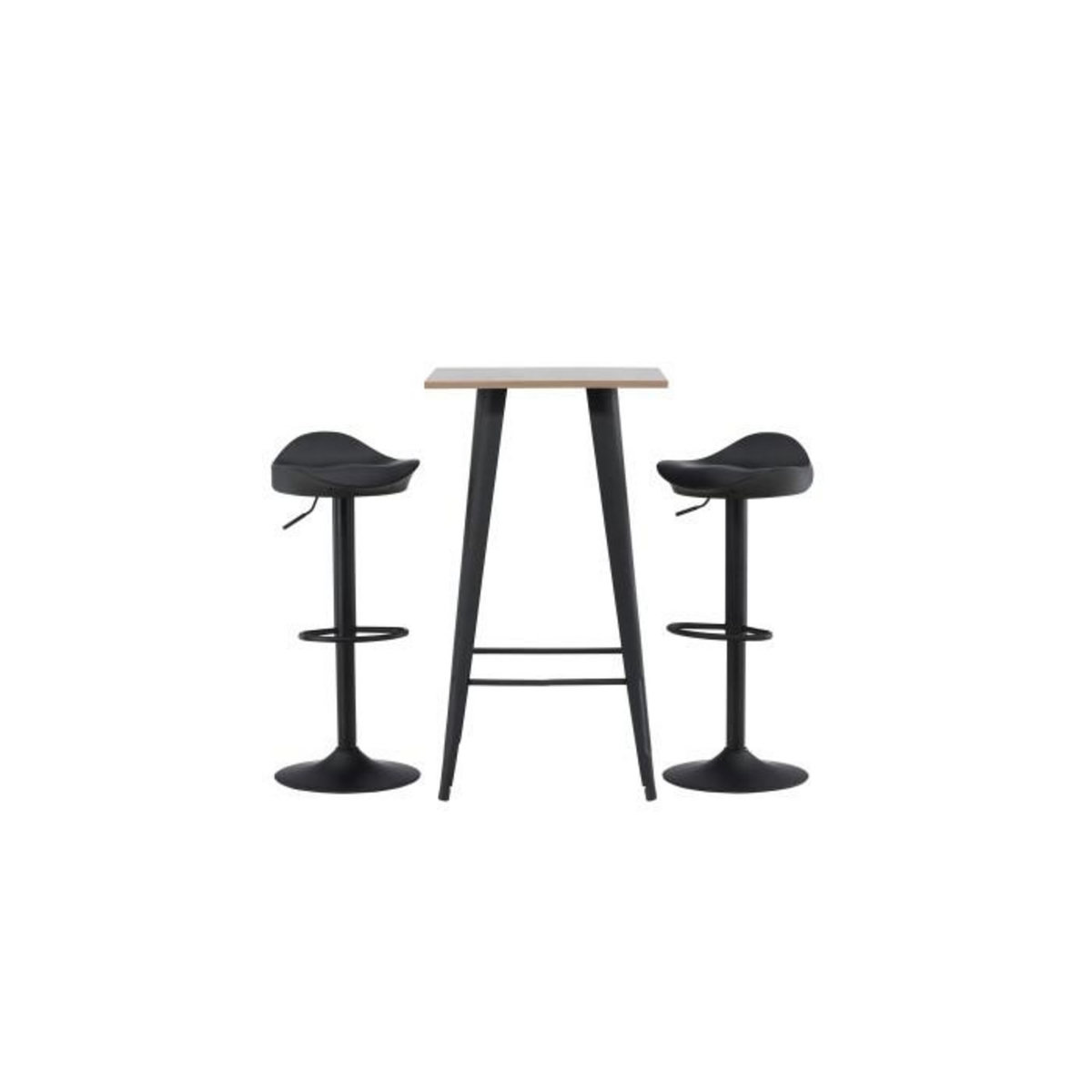 Paris Prix Ensemble Table de Bar & 2 Tabourets  Tempe & Adesto  105cm Noyer & Noir