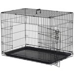 PAWHUT Cage caisse de transport pliante pour chien en métal noir 91 x 61 x 67 cm