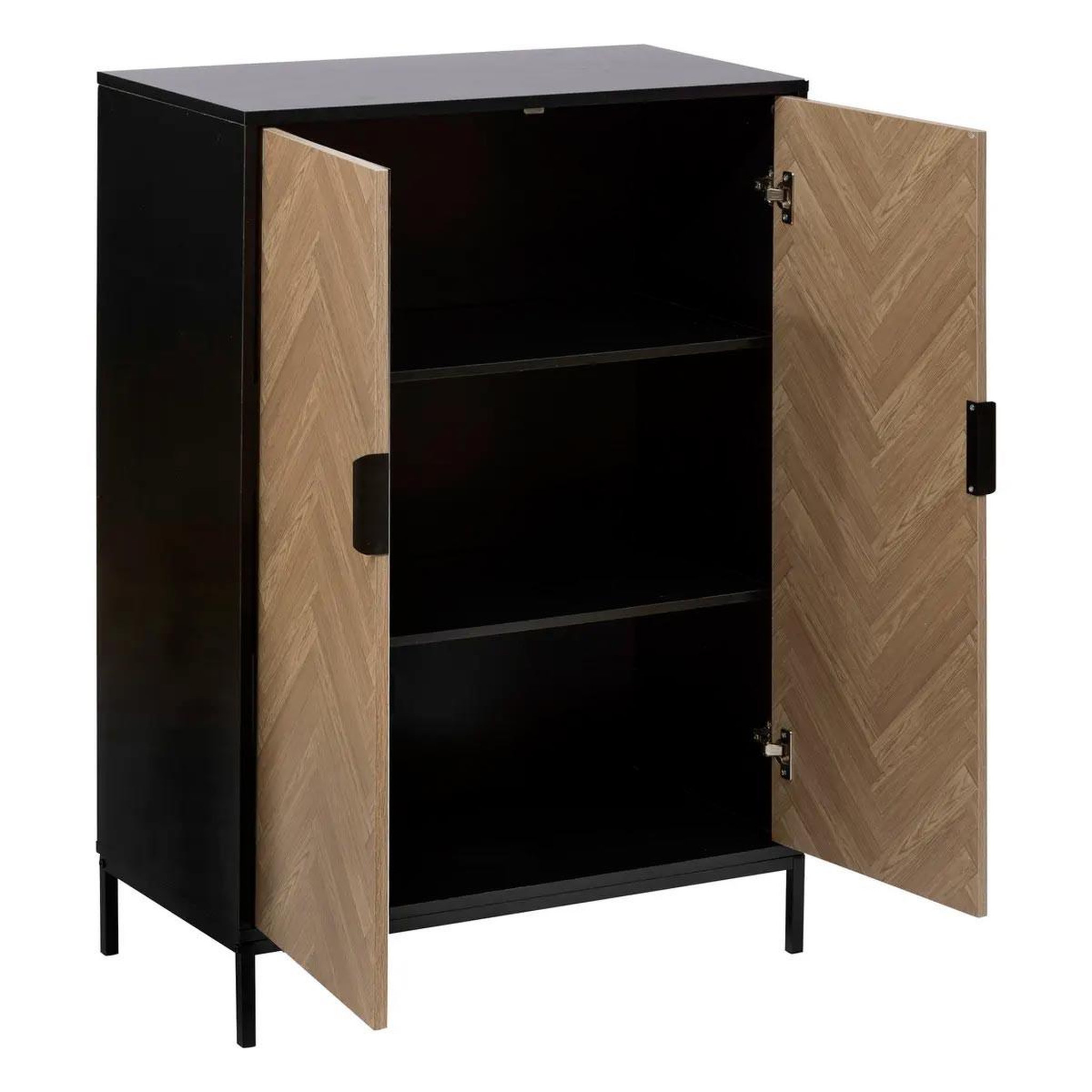 Voir la diapositive 2 : FIVE Cabinet 2 portes  chevrons  110cm naturel & noir
