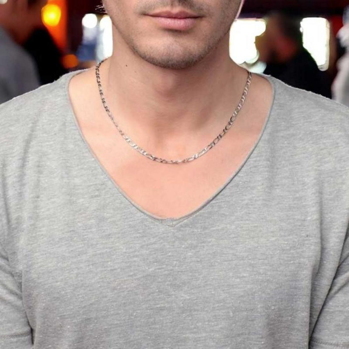 L'ATELIER D'AZUR Collier / Chaîne Homme Argent 925 - Maille Figaro Alternée 1+1 - 50cm