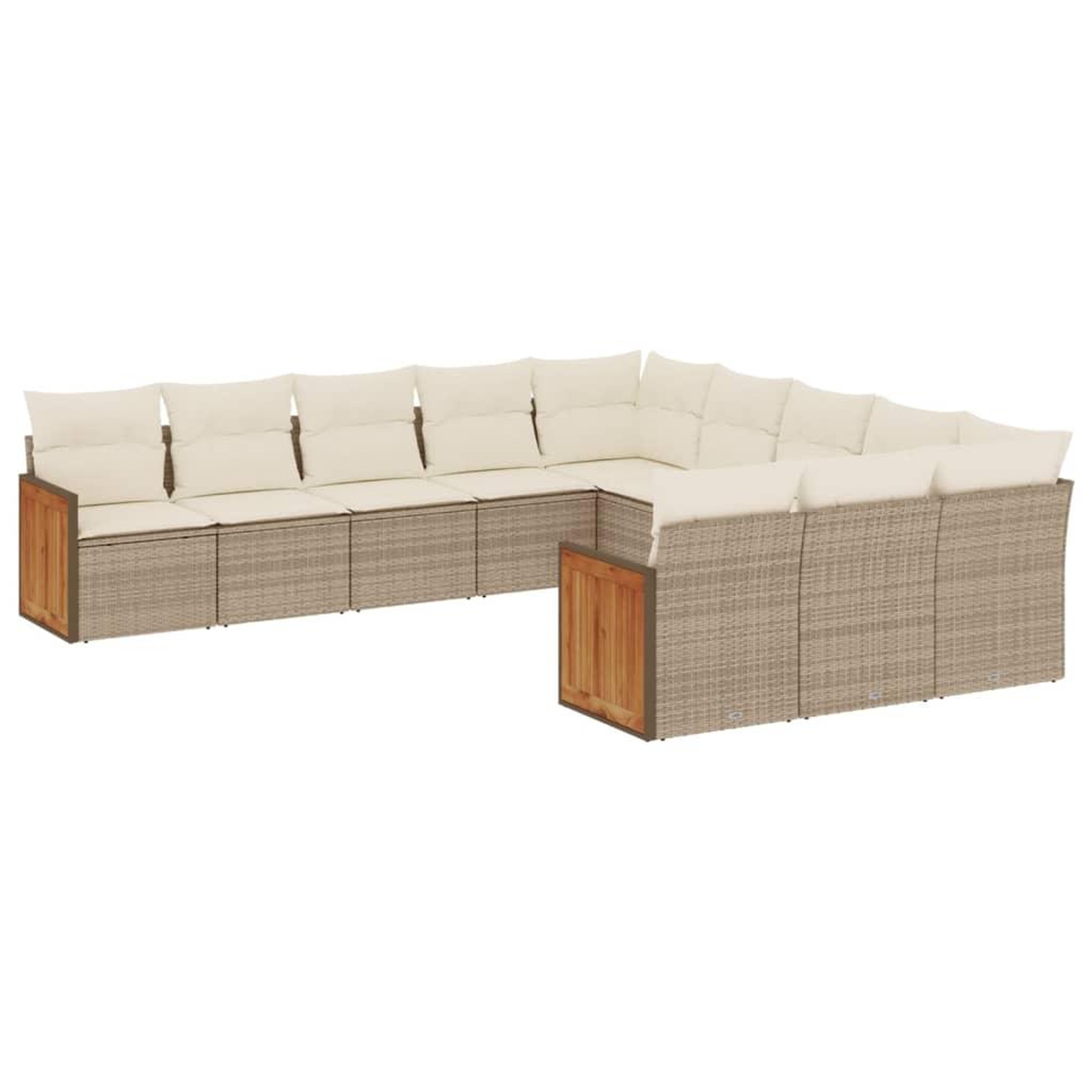 Voir la diapositive 2 : VIDAXL Salon de jardin 11 pcs avec coussins beige resine tressee