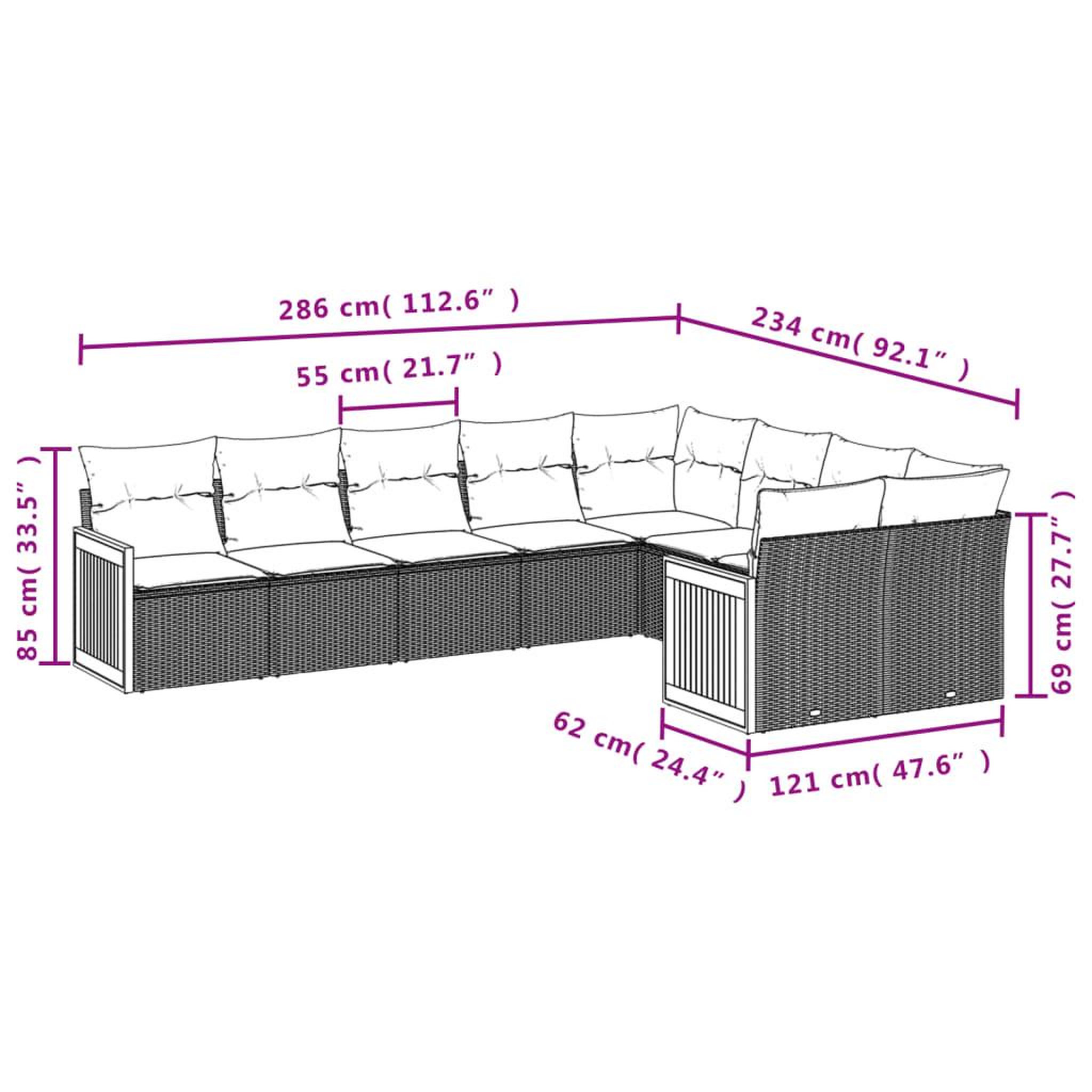 Voir la diapositive 6 : VIDAXL Salon de jardin 9 pcs avec coussins noir resine tressee