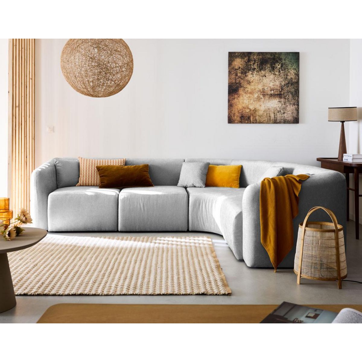 LISA DESIGN Ikare - canapé d'angle modulable réversible - 5 places - en tissu