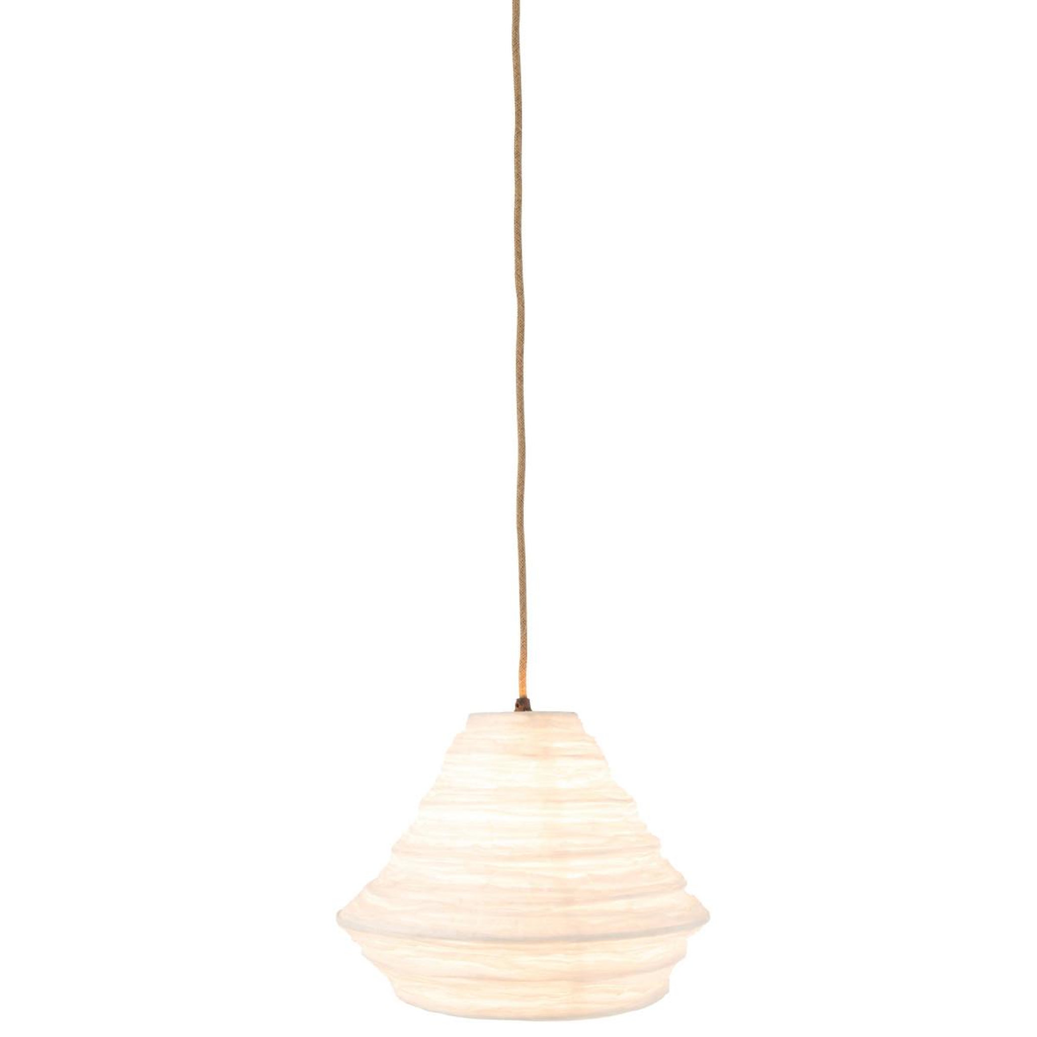 Voir la diapositive 3 : J-LINE Lampe suspension en raphia  nid  35cm blanc