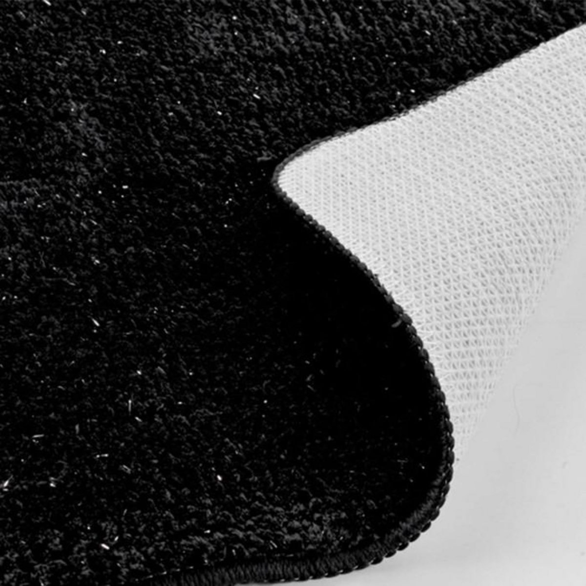 Paris Prix Tapis de Bain Microfibre  Métallisé  45x75cm Noir