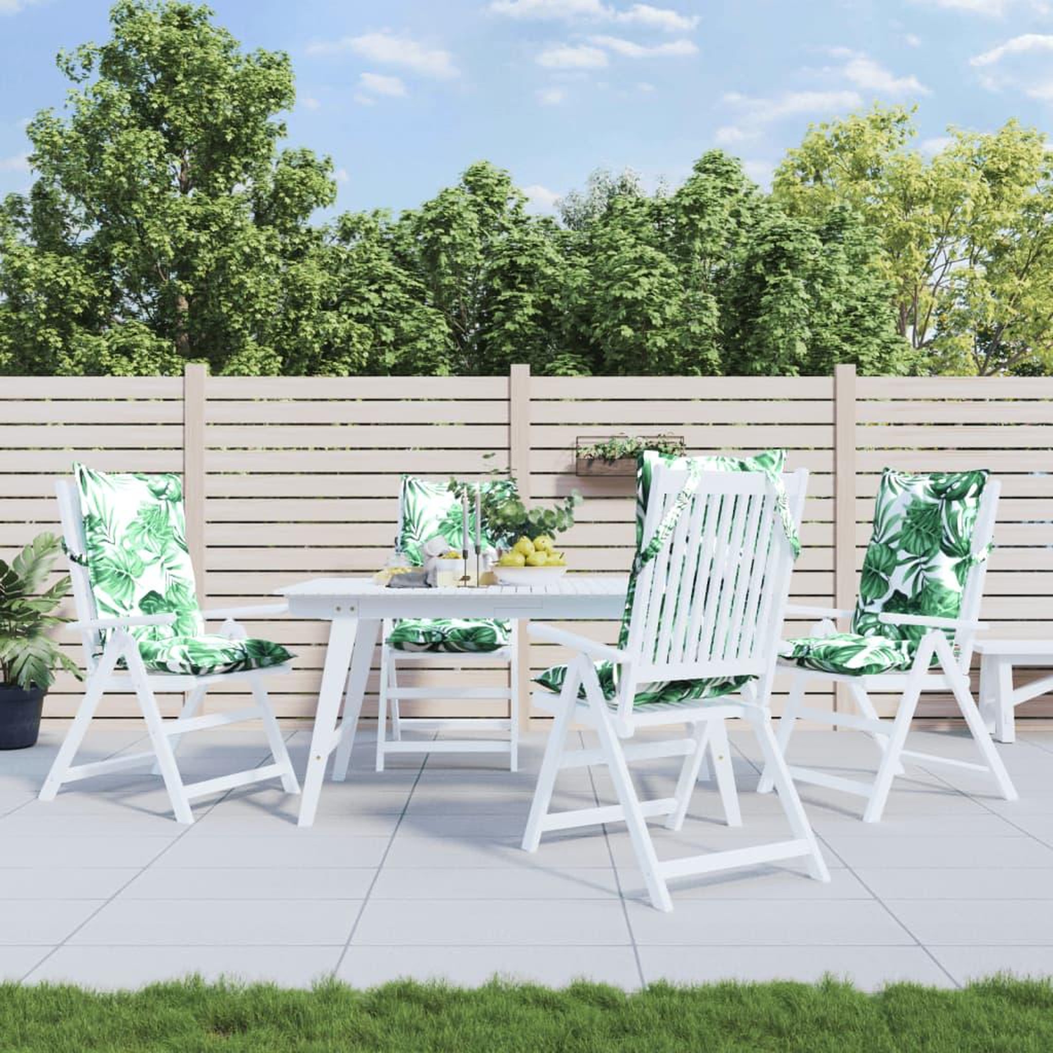 VIDAXL Coussins de chaise a dossier haut lot de 4 modele de feuille