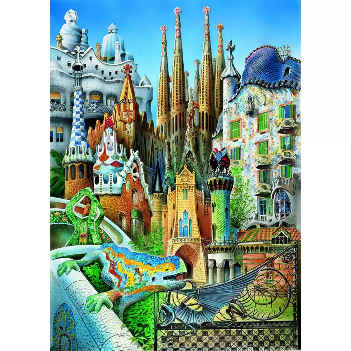 EDUCA Puzzle 1000 pièces - mini - Gaudi : Collage