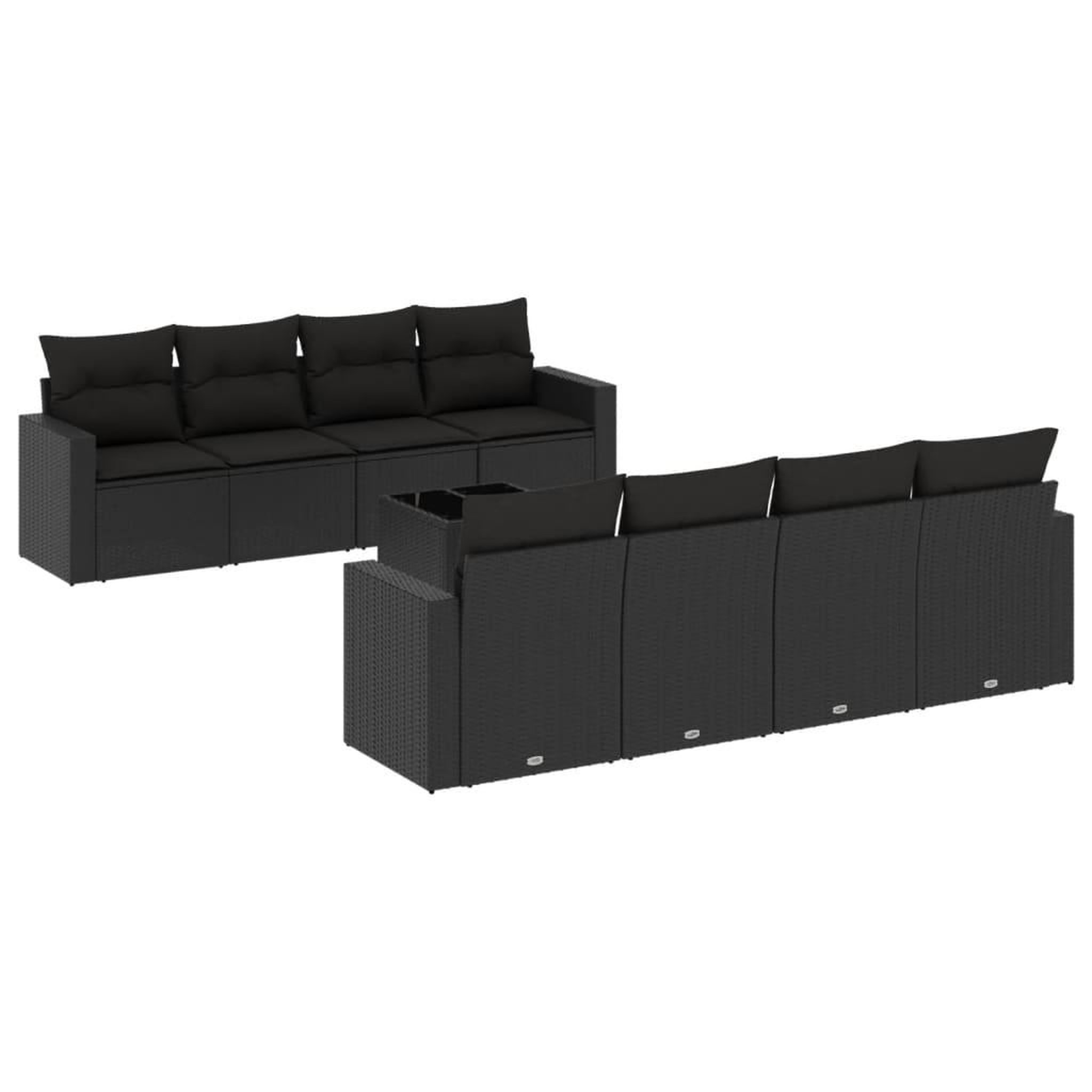 Voir la diapositive 2 : VIDAXL Salon de jardin 9 pcs avec coussins noir resine tressee
