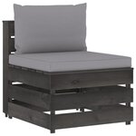 VIDAXL Canape central sectionnel avec coussins Bois impregne de gris