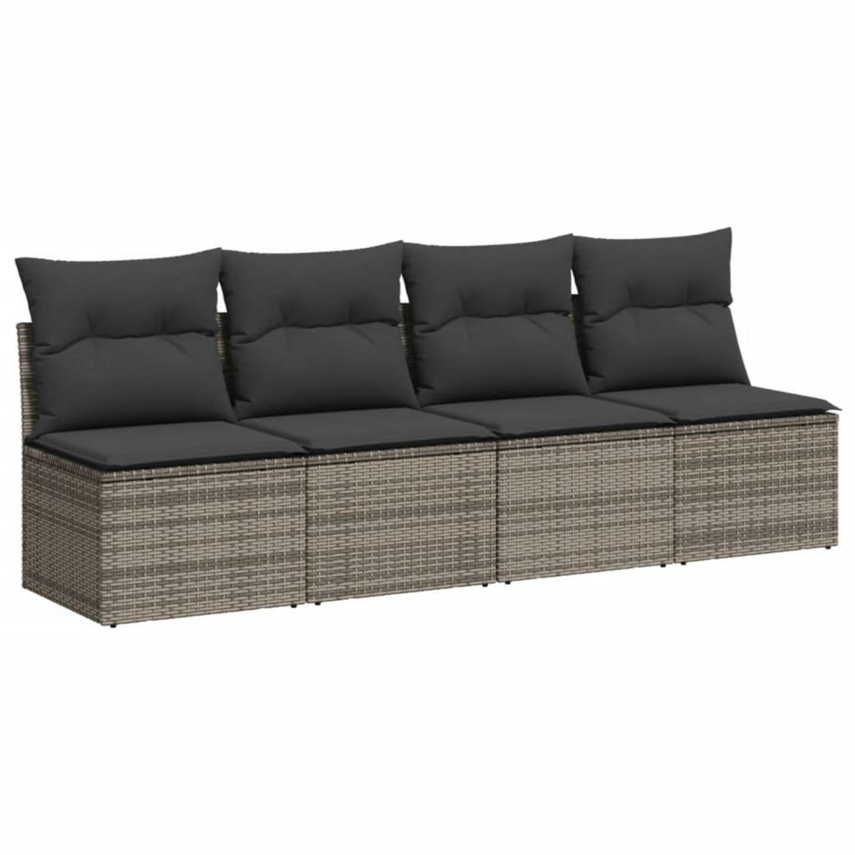 VIDAXL Salon de jardin avec coussins 10 pcs gris resine tressee