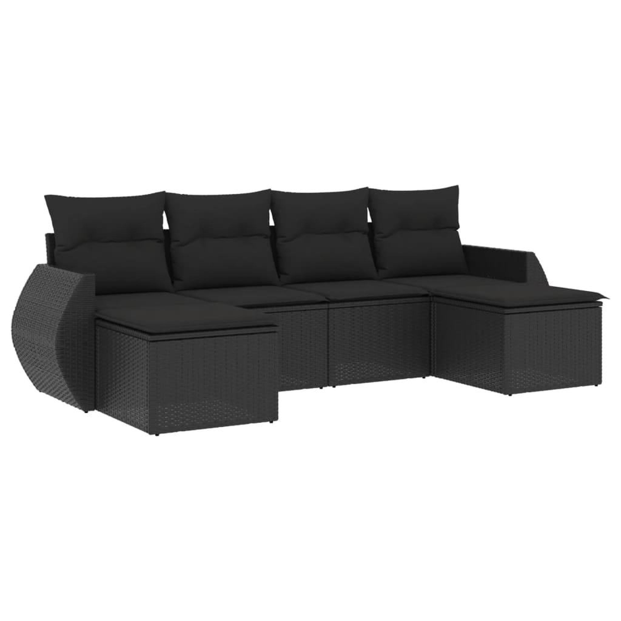 Voir la diapositive 2 : VIDAXL Salon de jardin 6 pcs avec coussins noir resine tressee