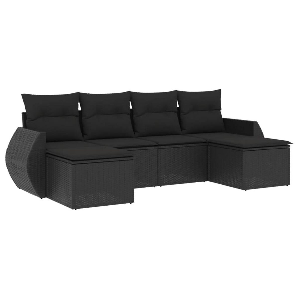 VIDAXL Salon de jardin 6 pcs avec coussins noir resine tressee