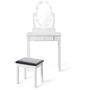 Voir la diapositive 2 : Coiffeuse LED 3 tiroirs + miroir  avec tabouret LUSH