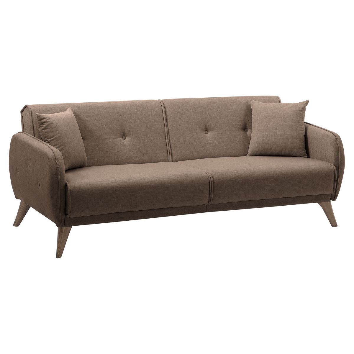 Canapé droit convertible 3 places tissu pieds bois clair BONJO