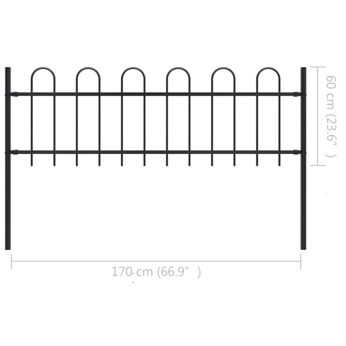 VIDAXL Cloture de jardin avec dessus en cerceau Acier 1,7 m Noir