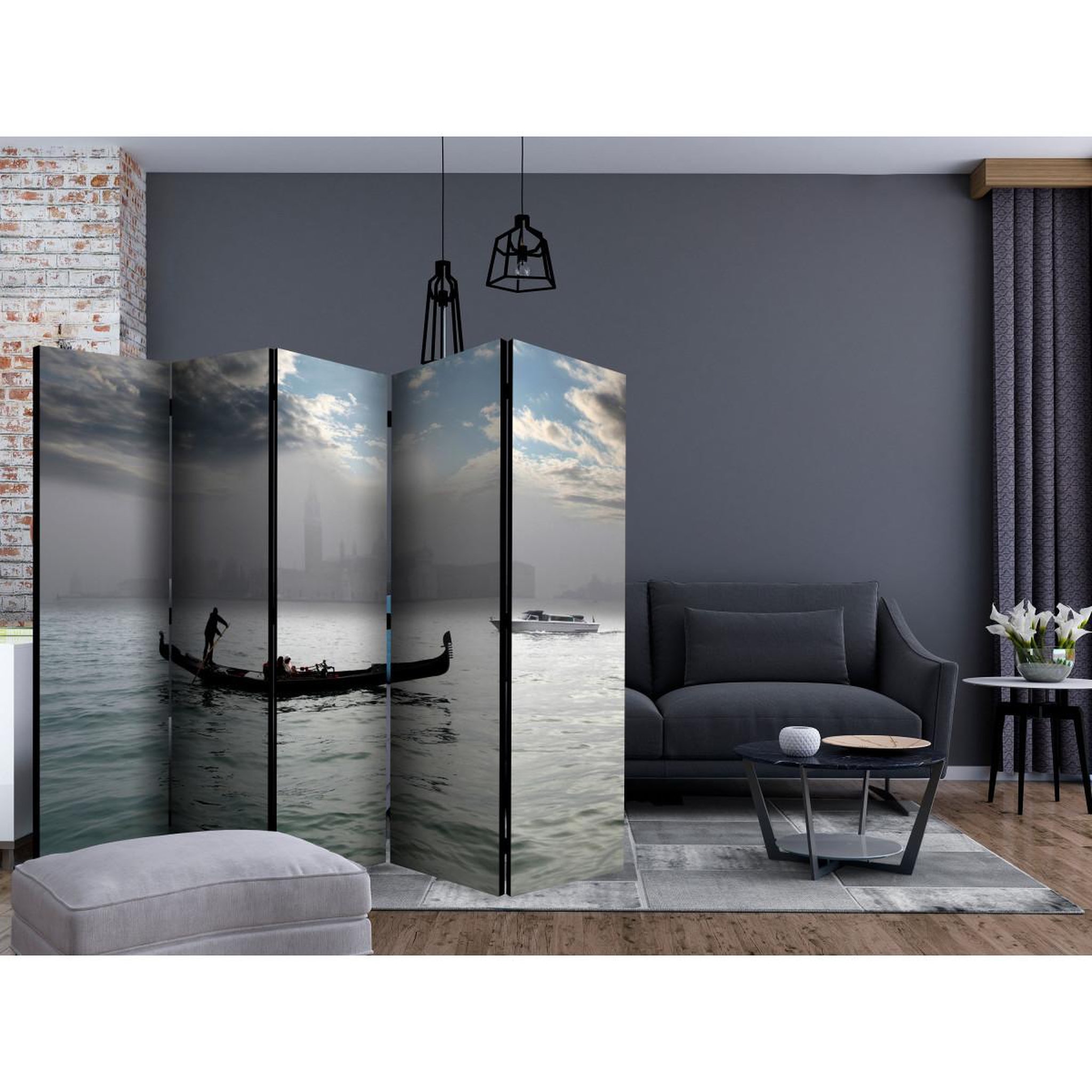 Voir la diapositive 2 : Paris Prix Paravent 5 volets  gondola ride in venice  172x225cm