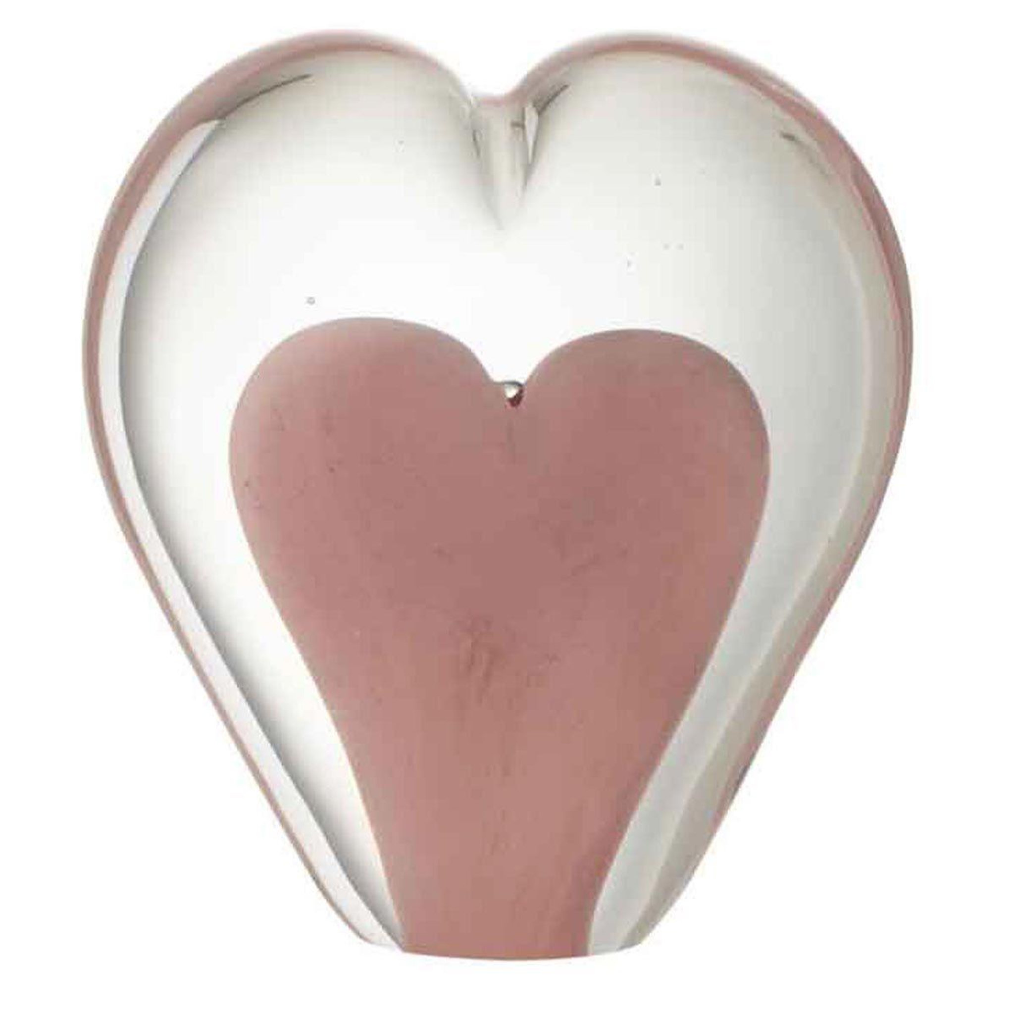 J-LINE Presse-papier en verre  cœur  11cm rose