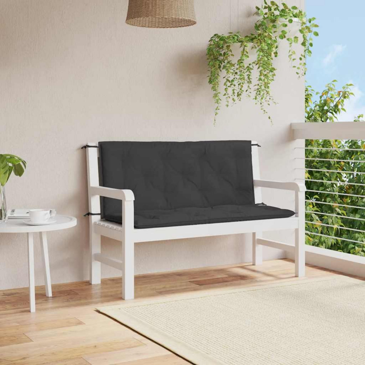 VIDAXL Coussin de banc de jardin noir 120x(50+50)x7 cm tissu oxford