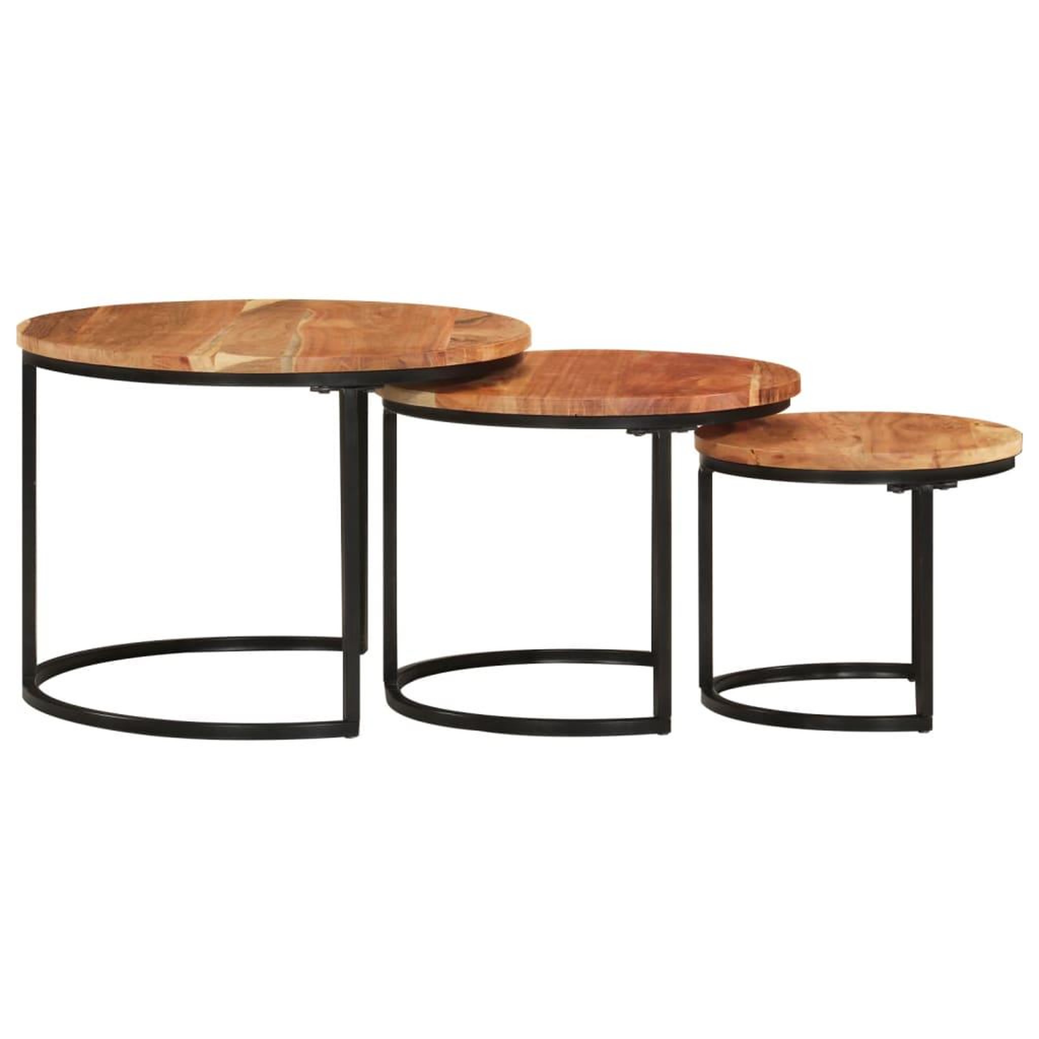 Voir la diapositive 3 : VIDAXL Tables gigognes 3 pcs bois massif d'acacia
