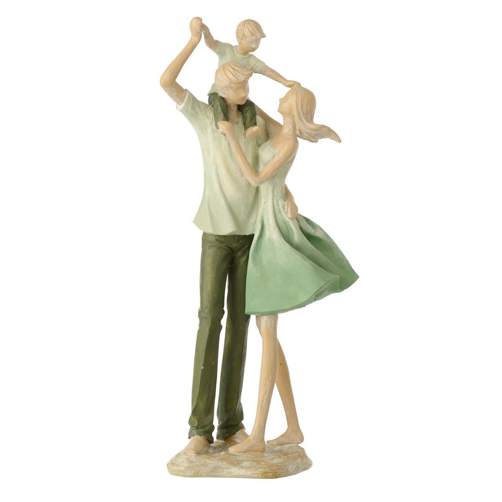 J-LINE Statuette famille 1 enfant  matcha  39cm vert