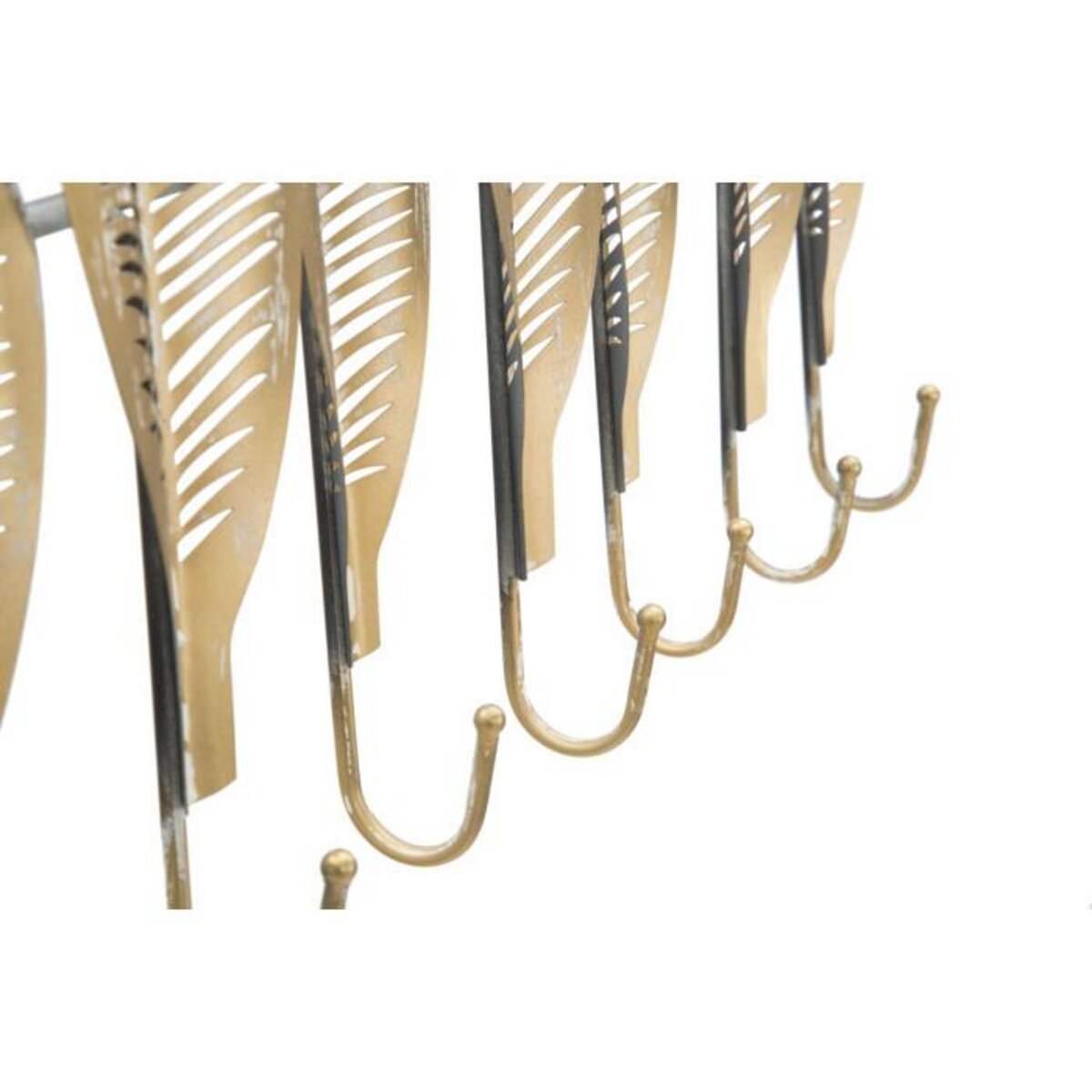 Paris Prix Patère Murale Design 7 Crochets  Leaf  65cm Or