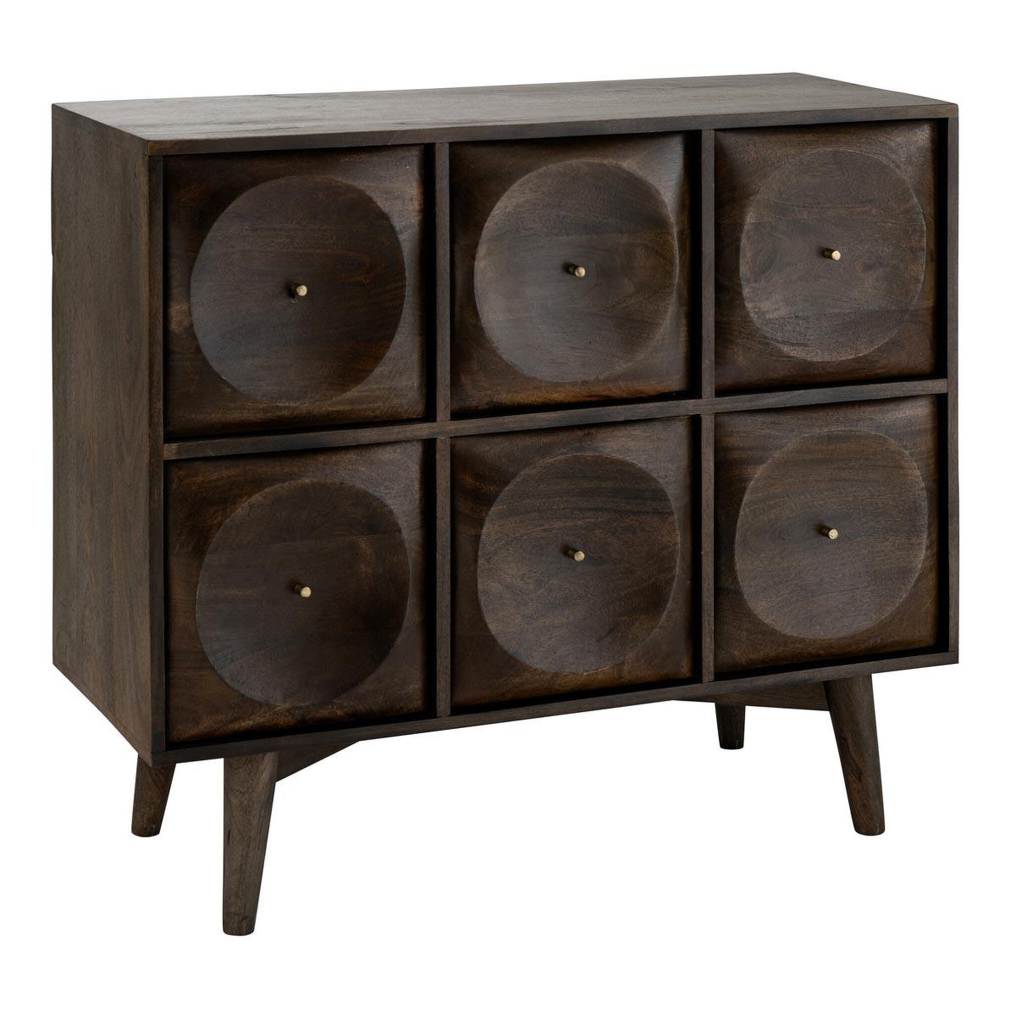 J-LINE Commode 6 tiroirs en bois  circle  99cm marron foncé
