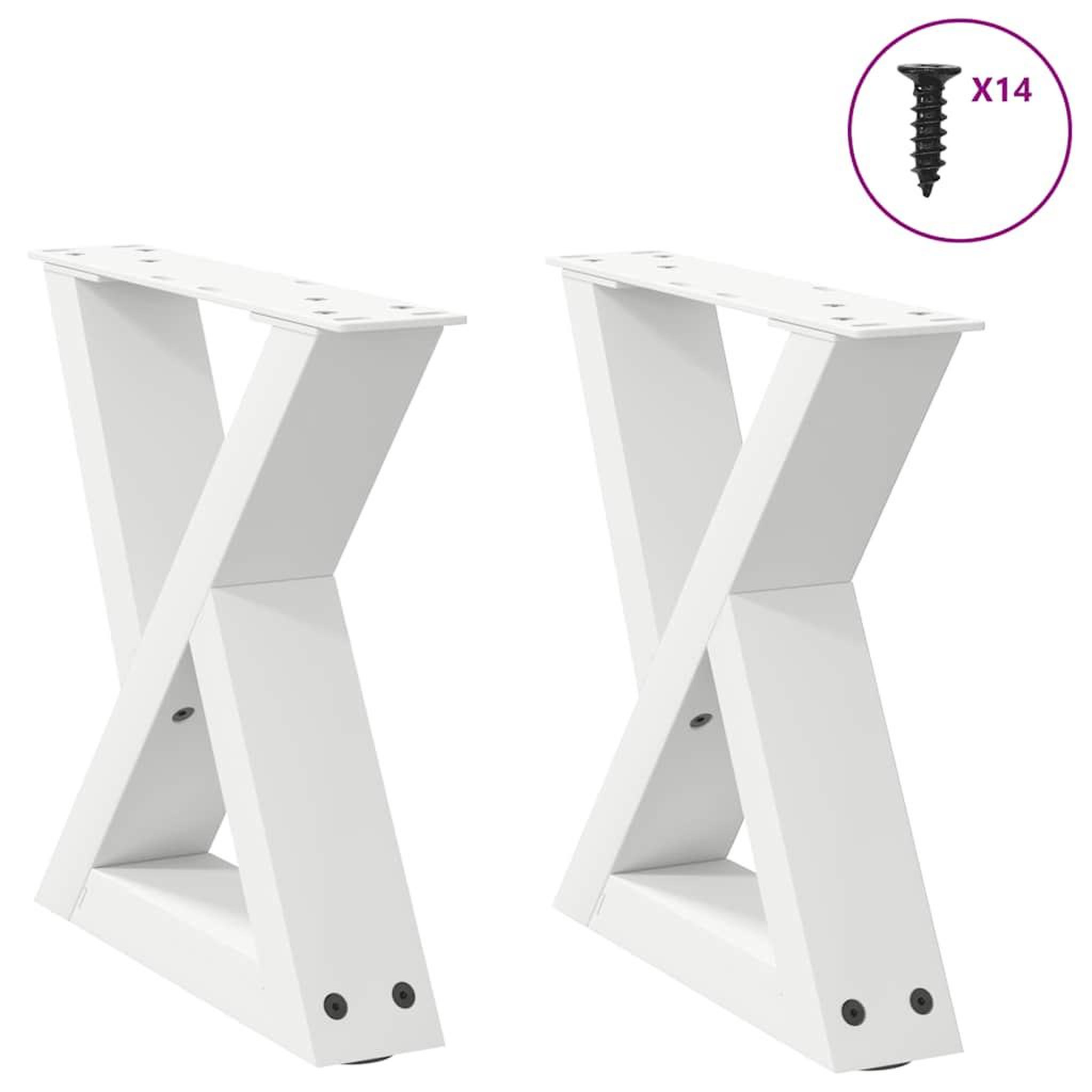 VIDAXL Pieds de table basse 2 pcs blanc 30x(30-31,3) cm acier
