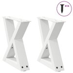 VIDAXL Pieds de table basse 2 pcs blanc 30x(30-31,3) cm acier