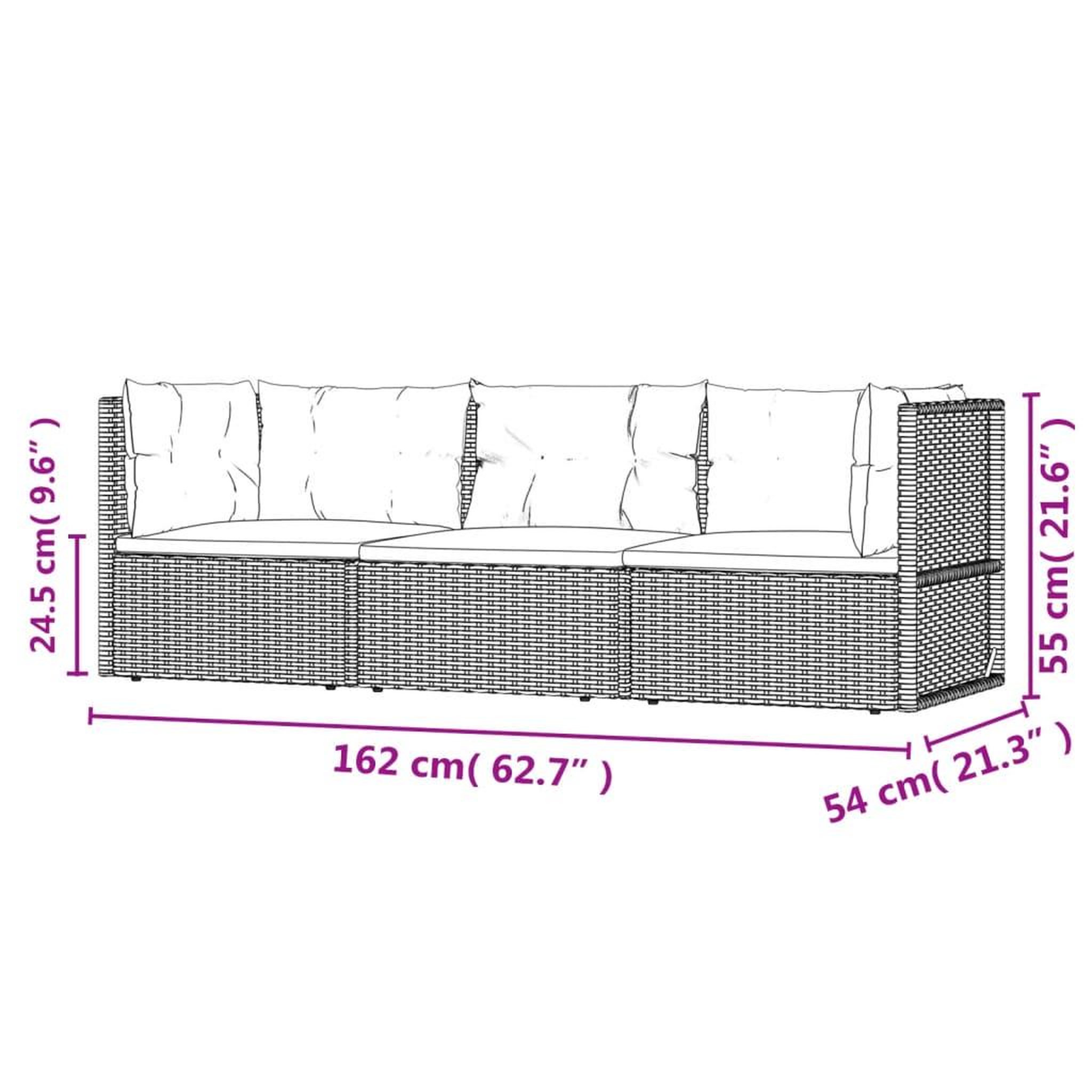 Voir la diapositive 6 : VIDAXL Salon de jardin 3 pcs avec coussins Gris Resine tressee