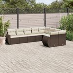 VIDAXL Salon de jardin avec coussins 9 pcs marron resine tressee
