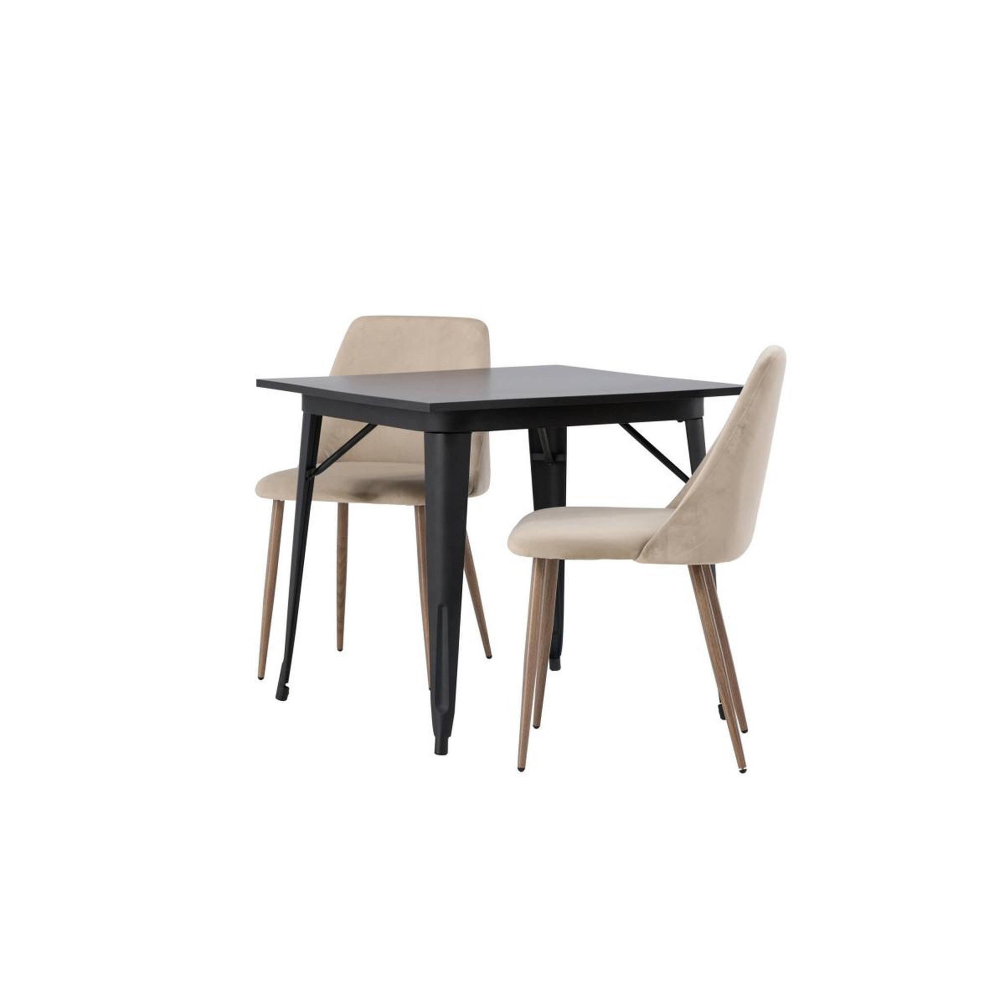 Voir la diapositive 6 : Paris Prix Ensemble table à manger & 2 chaises  tempe & night  80cm noir & sable