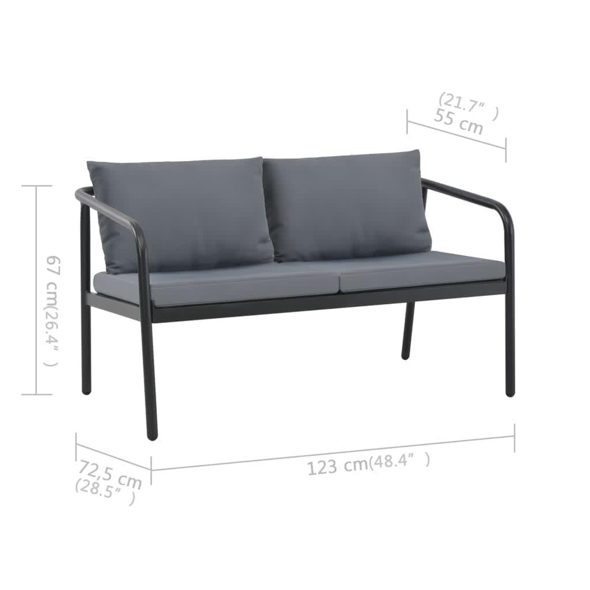 Voir la diapositive 6 : VIDAXL Canape de jardin a 2 places avec coussins Gris Aluminium