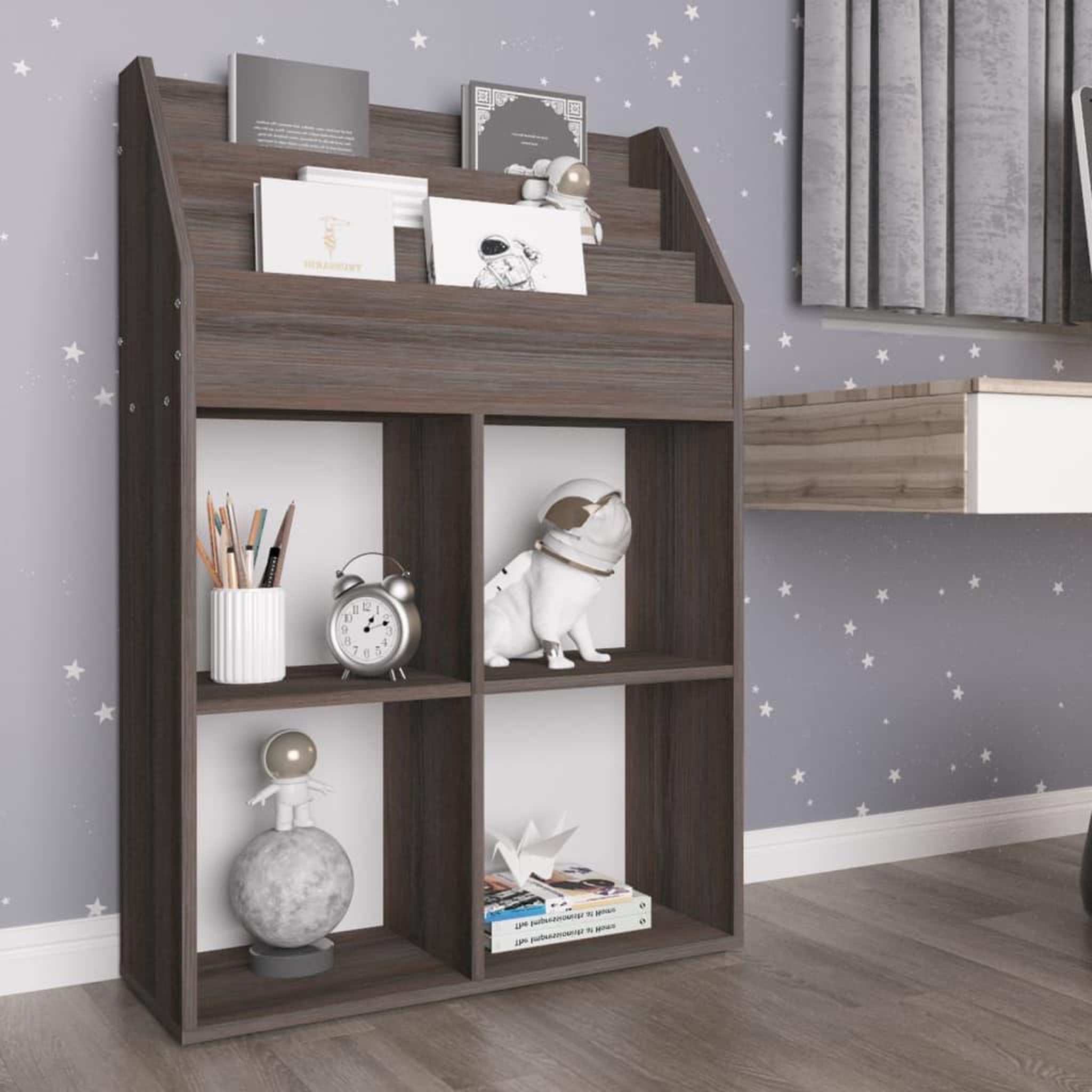 Voir la diapositive 1 : VIDAXL Porte-revue pour enfants Gris et chene sonoma Bois d'ingenierie