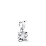 L'ATELIER D'AZUR Pendentif Or 18 Carats 750 Blanc - Solitaire Zirconium 5 mm - Chaine Offerte