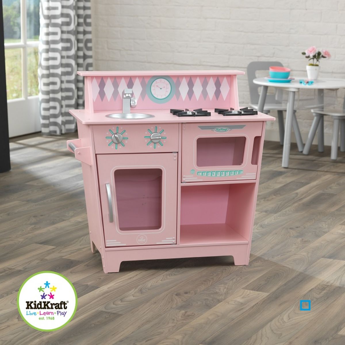 Kidkraft Petite cuisine enfant rose classique en bois - Jouet d'imitation