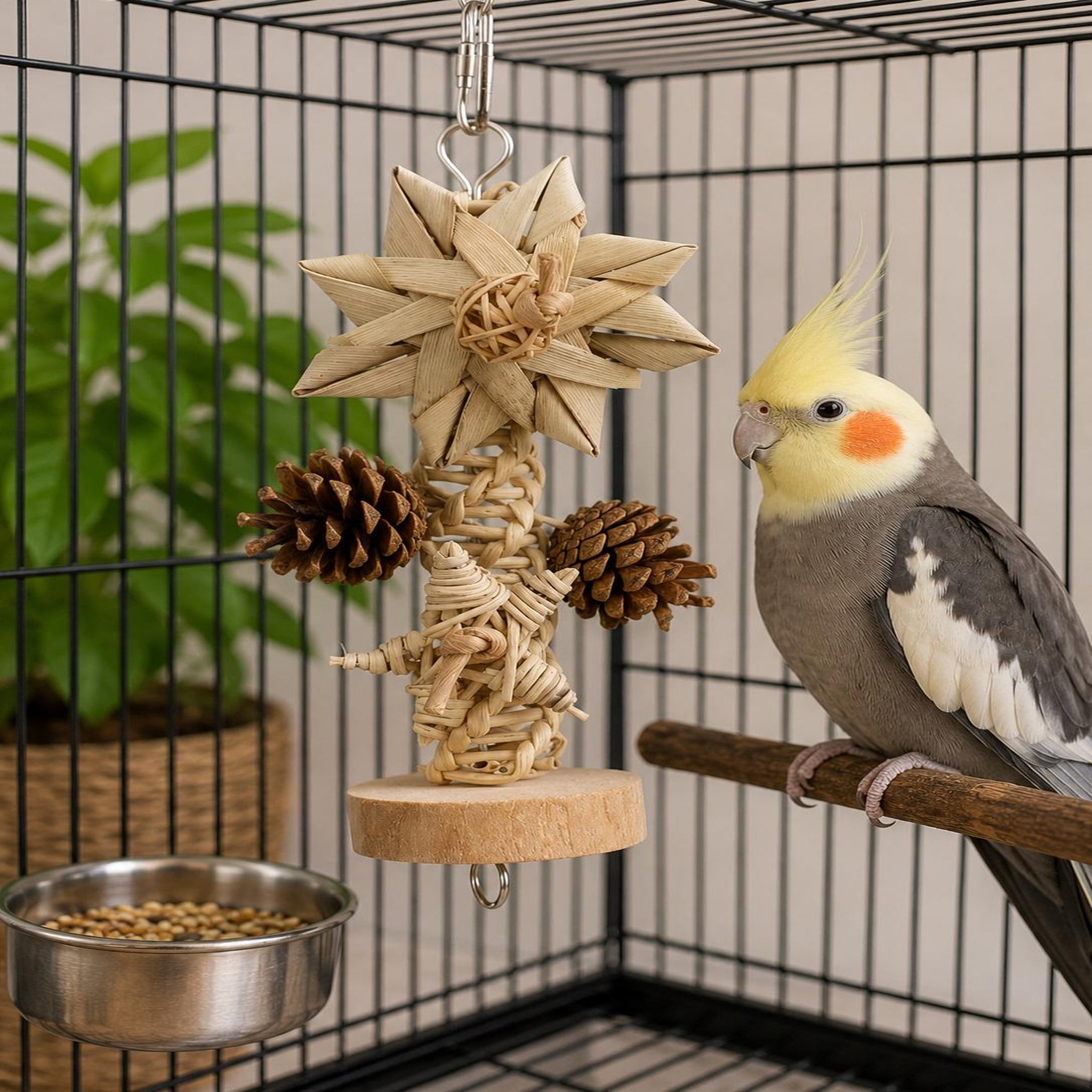 Voir la diapositive 2 : Eden Jouet suspendu naturel elin pour oiseaux