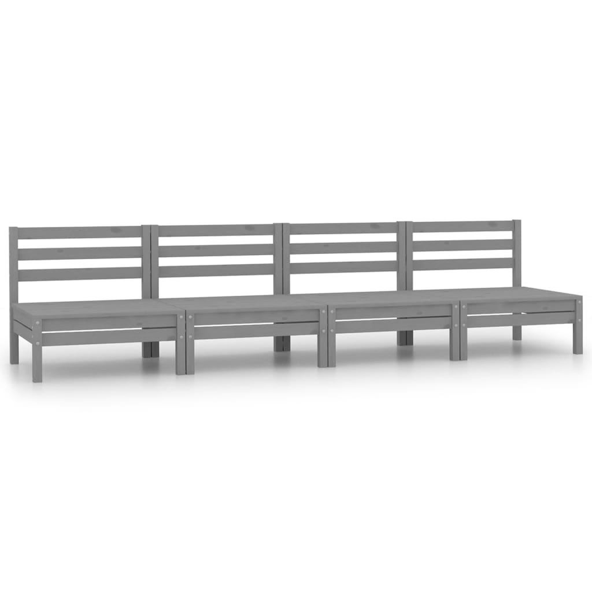 Voir la diapositive 2 : VIDAXL Salon de jardin 4 pcs Gris Bois de pin massif