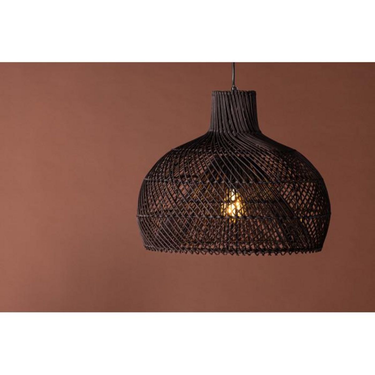 Paris Prix Lampe Suspension en Rotin  Laroche  45cm Noir