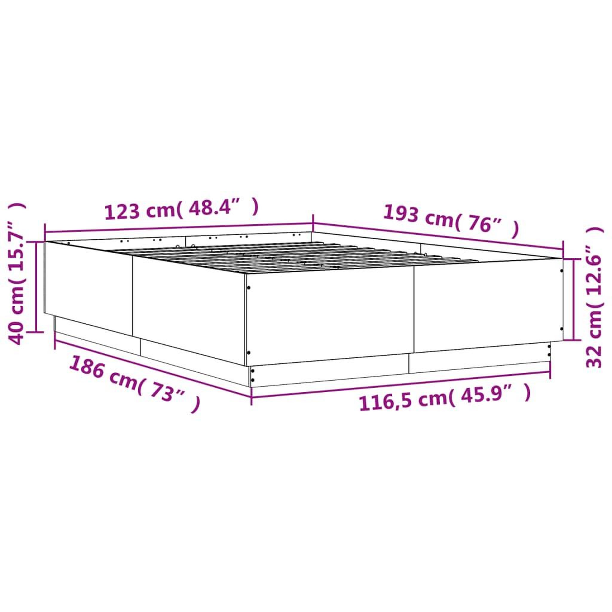 Voir la diapositive 6 : VIDAXL Cadre de lit sans matelas gris beton 120x190 cm