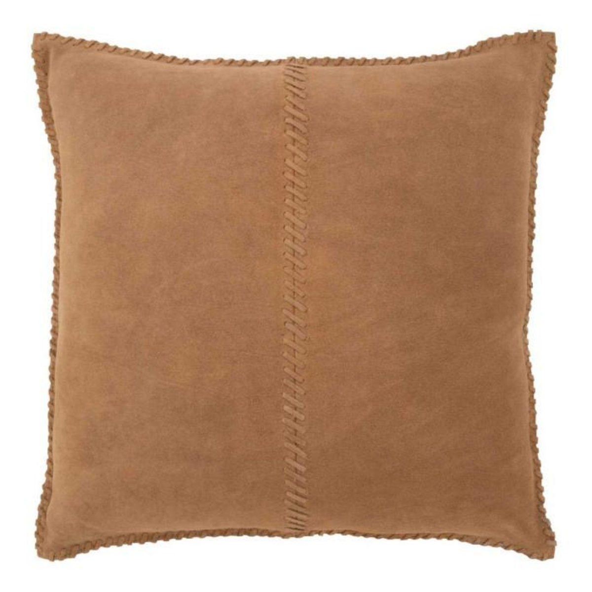 Paris Prix Coussin Déco en Cuir  Coleman  45x45cm Camel