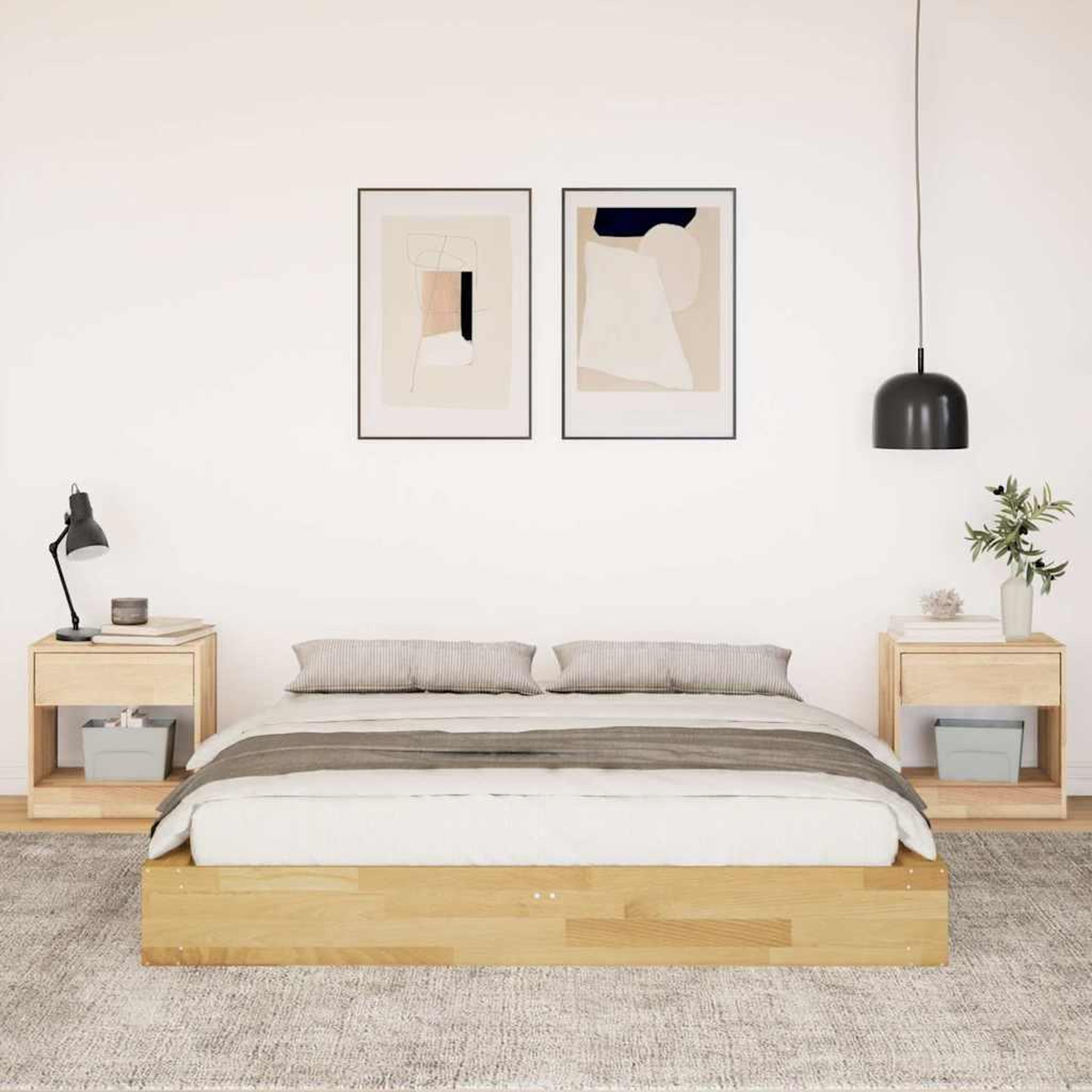 Voir la diapositive 4 : VIDAXL Cadre de lit sans matelas 135x190 cm bois massif de chene