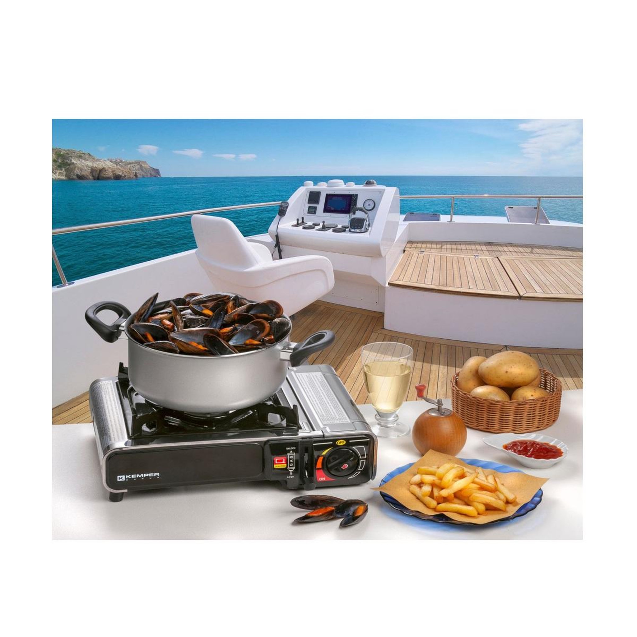 Voir la diapositive 2 : Kemper Réchaud gaz 1 feu 2.2kw inox - 104987SS