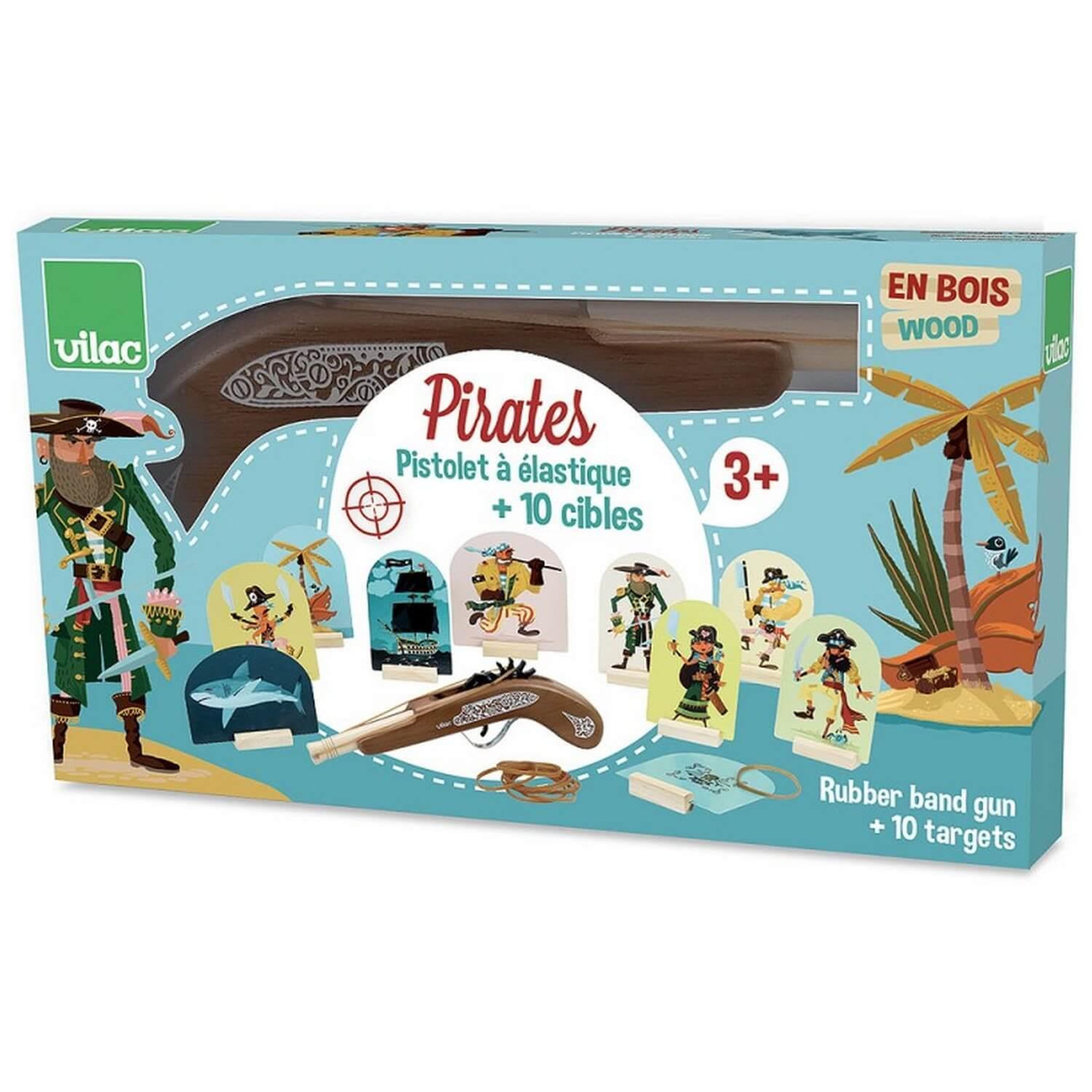 Voir la diapositive 4 : Vilac Pistolet à élastiques pirates et cibles